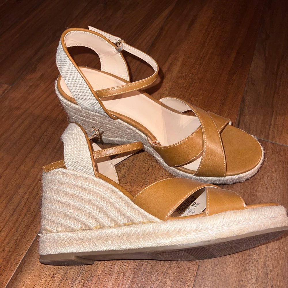 Tan Wedge Espadrille Sandals